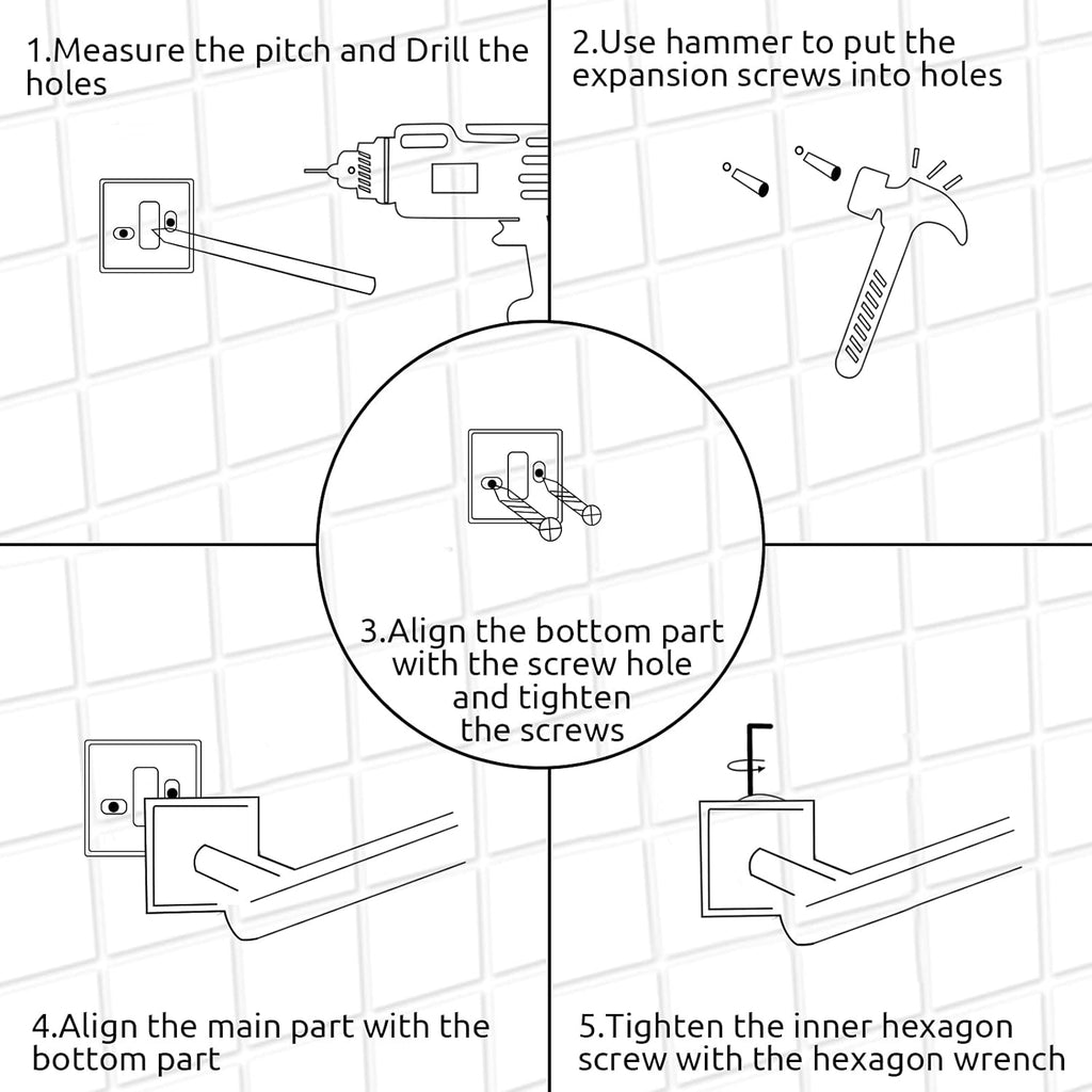 10-Piece Black Stainless Steel Bathroom Hardware Set - Wall-Mounted Towel Rack, Including 22" Hand Towel Bar, 17" Towel Holder, Toilet Paper Holder, Towel Ring, and 5 Hooks