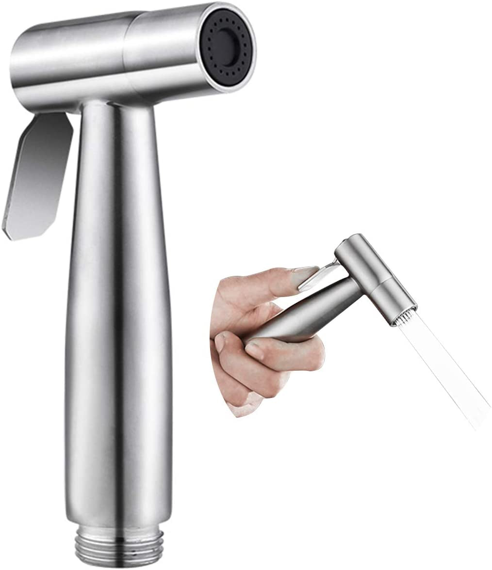 Stainless Steel Handheld Bidet Sprayer for Toilets - Brushed Nickel Finish, Wall & Toilet Mount, Ideal for Baby Cloth Diapers (Bidet Sprayer Head Only)